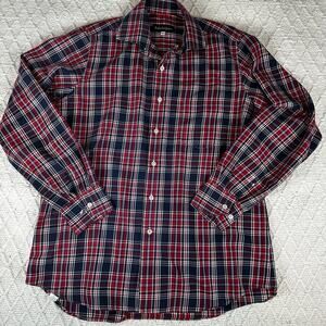 Bullock & Jones Button Down Shirt Long Sleeve Blue Red Plaid Men's Size Medium